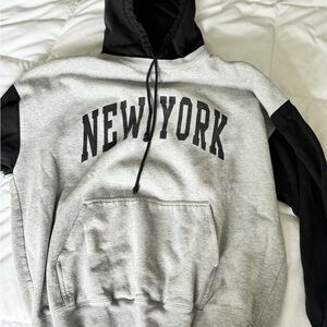 Brandy Melville Gray and Black New York Hoodie